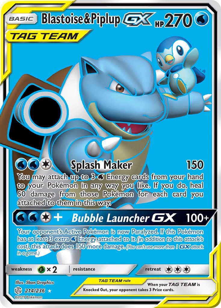 pokemon card gx maker Blastoise & Piplup GX (Full Art) 214/236