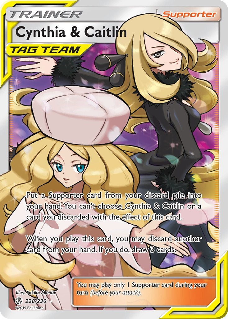 pokemon full art supporter cards Pokemon Trading Card Game Cosmic Eclipse Ultra Rare Cynthia & Caitlin #228