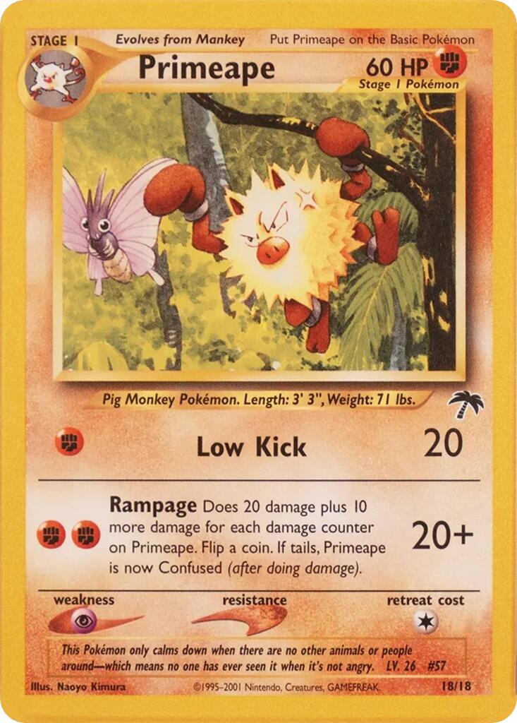 Primeape Pokemon Southern Islands Promo #18 PSA 9
