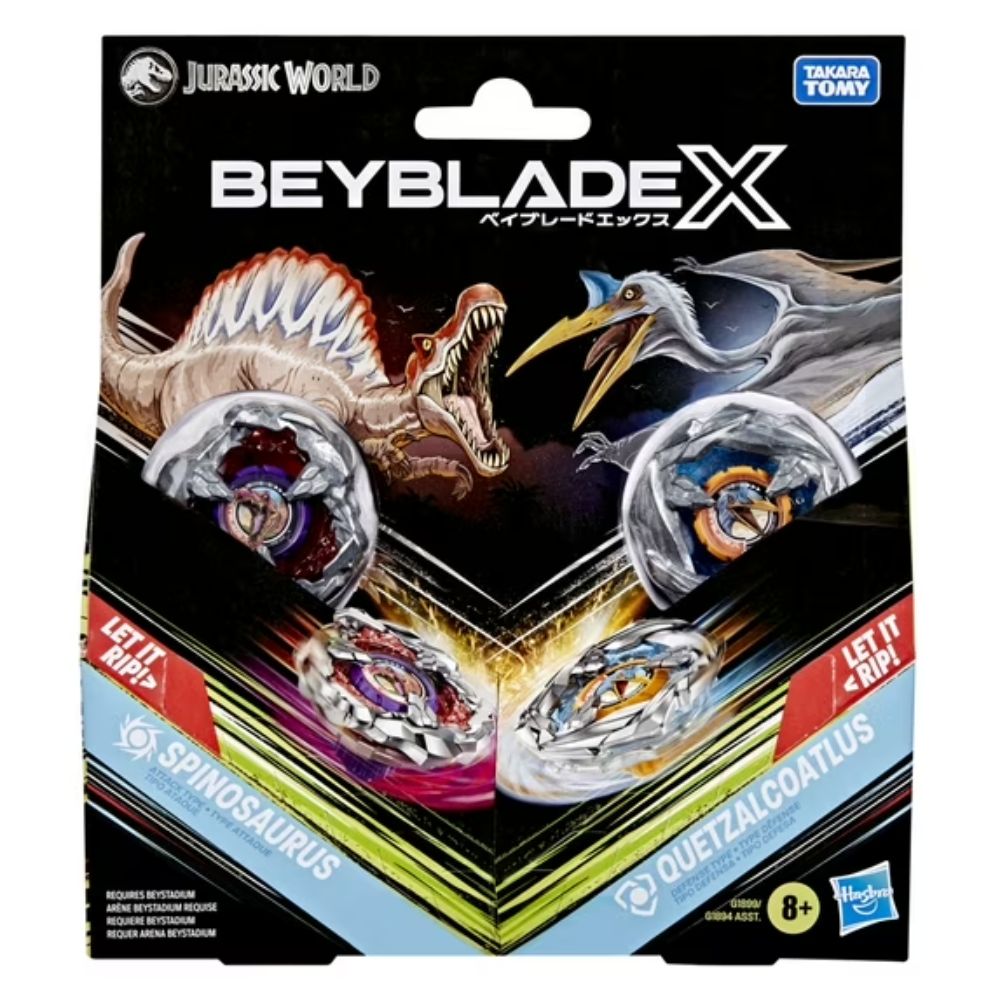Beyblade X Jurassic World Collab Spinosaurus vs. Quetzalcoatlus Battling Top Multipack Set, Ages 8+