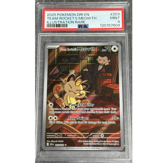 DESTINED RIVALS - Team Rocket's Meowth 203/182 PSA 9