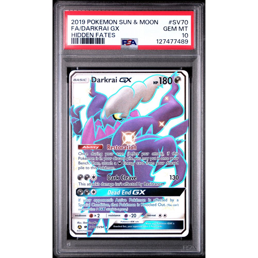 HIDDEN FATES - Darkrai GX #SV70 PSA 10