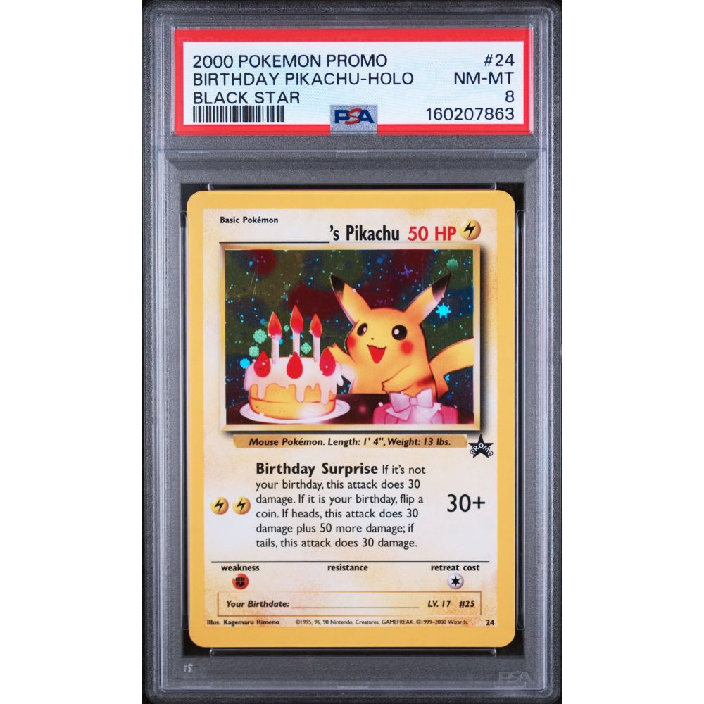 BLACK STAR PROMOS - Birthday Pikachu #24 PSA 8
