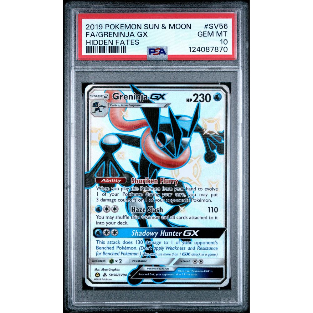 HIDDEN FATES - Greninja GX #SV56 PSA 10