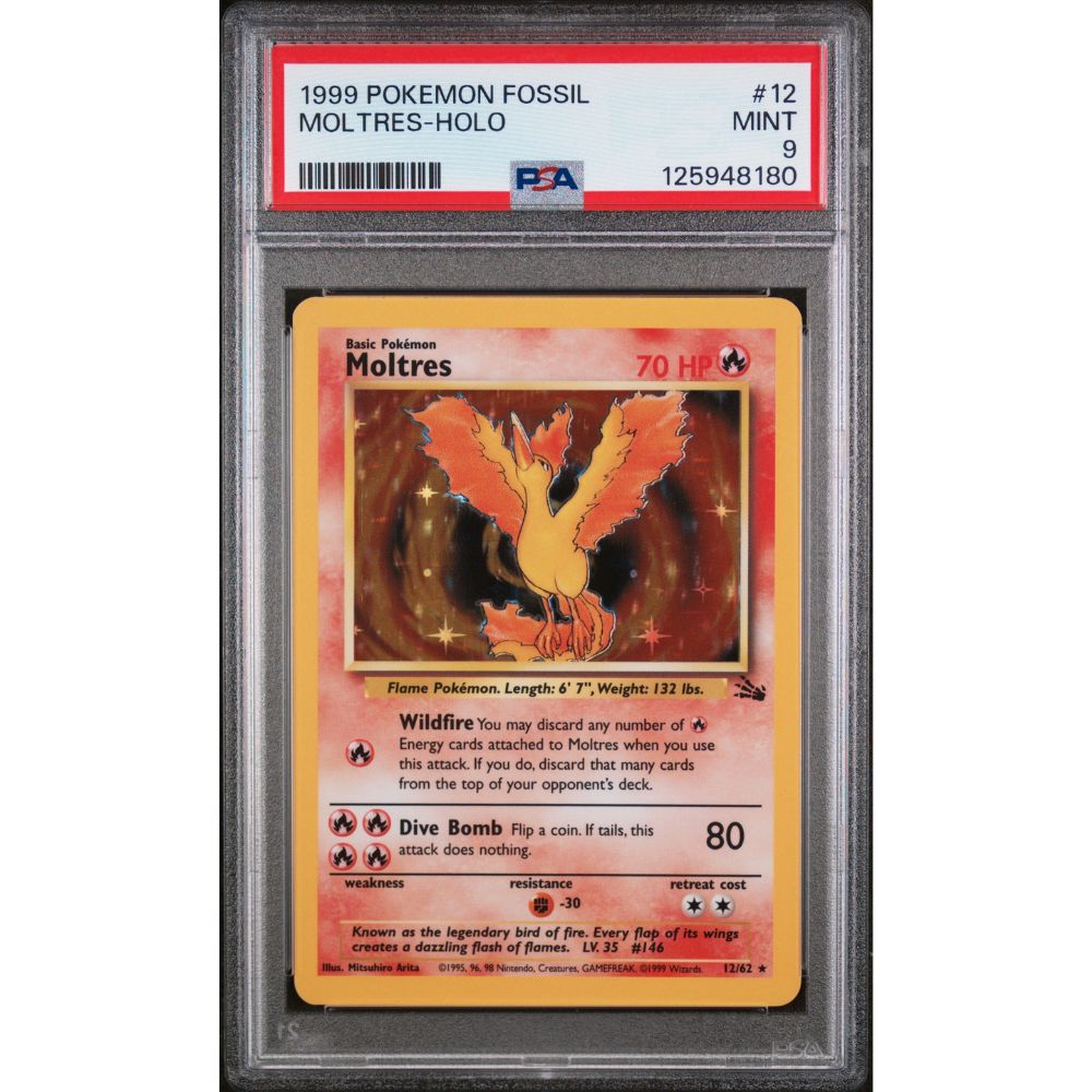 FOSSIL - Moltres (Holo, Unlimited) #12 PSA 9