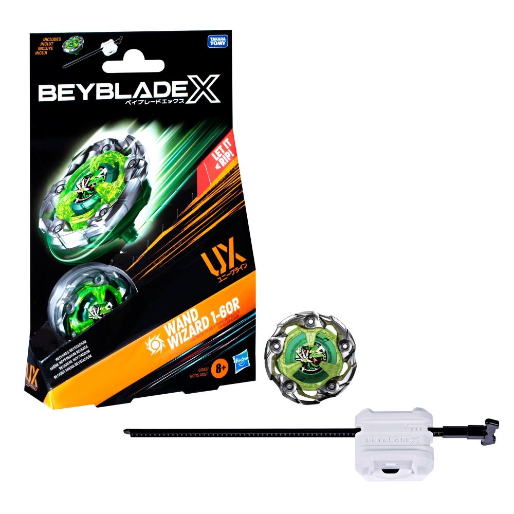 Beyblade X Wand Wizard 1-60R UX Starter Pack Set with Attack Battling Top & Launcher, Ages 8+
