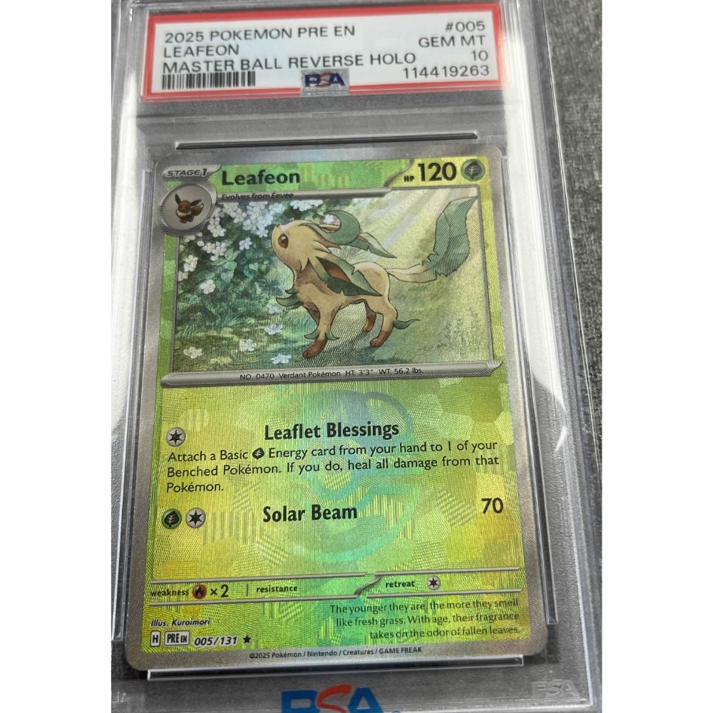PRISMATIC EVOLUTIONS - Leafeon (Master Ball Pattern) 5/131 PSA 10