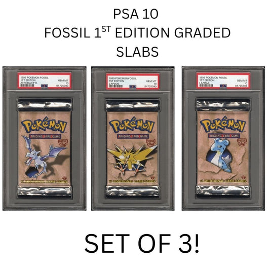 [SET OF 3] PSA 10  FOSSIL 1ST EDITION GRADED SLABS - Lapras, Aerodactyl, and Zapdos
