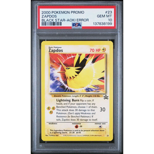 BLACK STAR (AOKI ERROR) - Zapdos #23 PSA 10