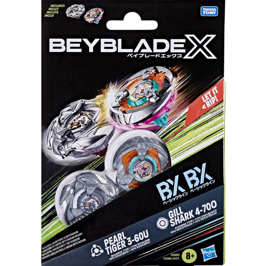 HASBRO Beyblade X Gill Shark 4-70O & Pearl Tiger 3-60U Dual Pack