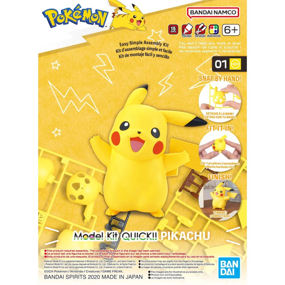 Bandai Hobby Pokemon PLAMO Collection Quick!! 01 Pikachu Plastic Model Kit