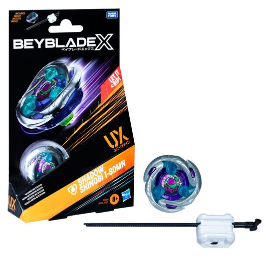Beyblade X Shadow Shinobi 1-80MN UX Starter pack Set with Defense Battling Top & Launcher, Ages 8+