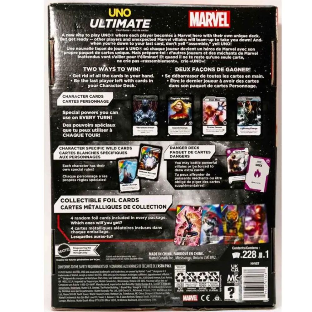 UNO Ultimate Marvel Card Game 2022 4 Chase Foil Cards 1st Edition