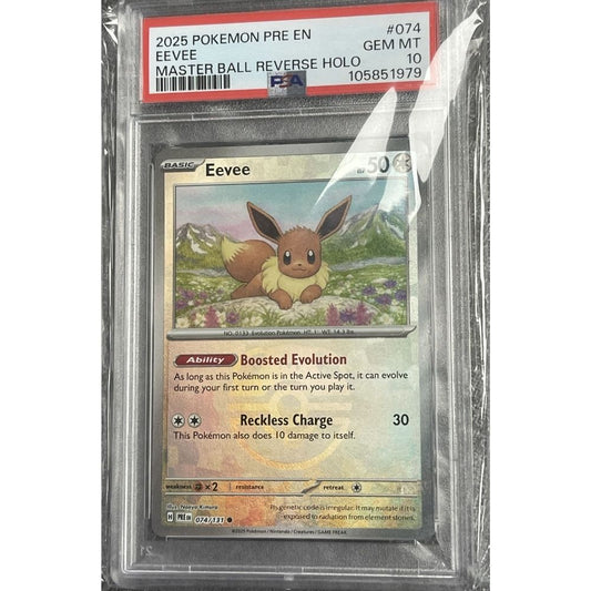 PRISMATIC EVOLUTIONS - Eevee (Master Ball Pattern) 74/131 PSA 10