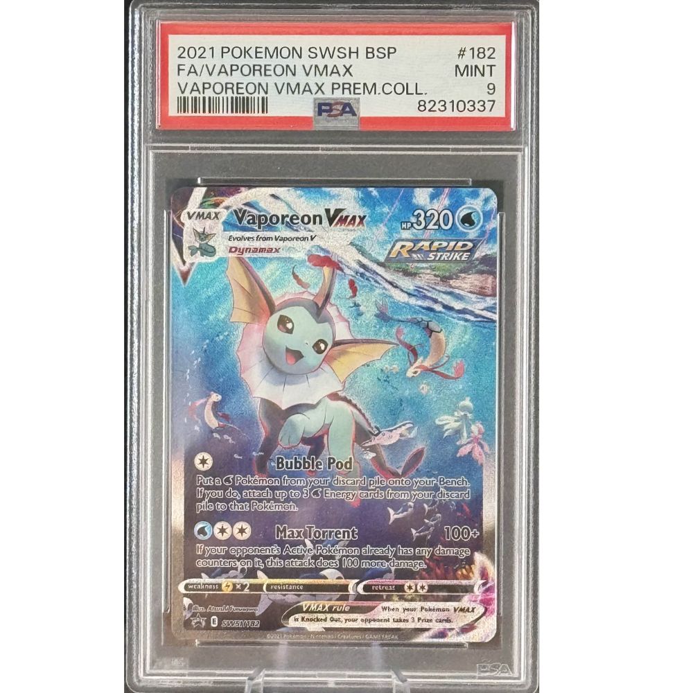 VAPOREON VMAX PREM COLL - Vaporeon VMAX 182 PSA 9