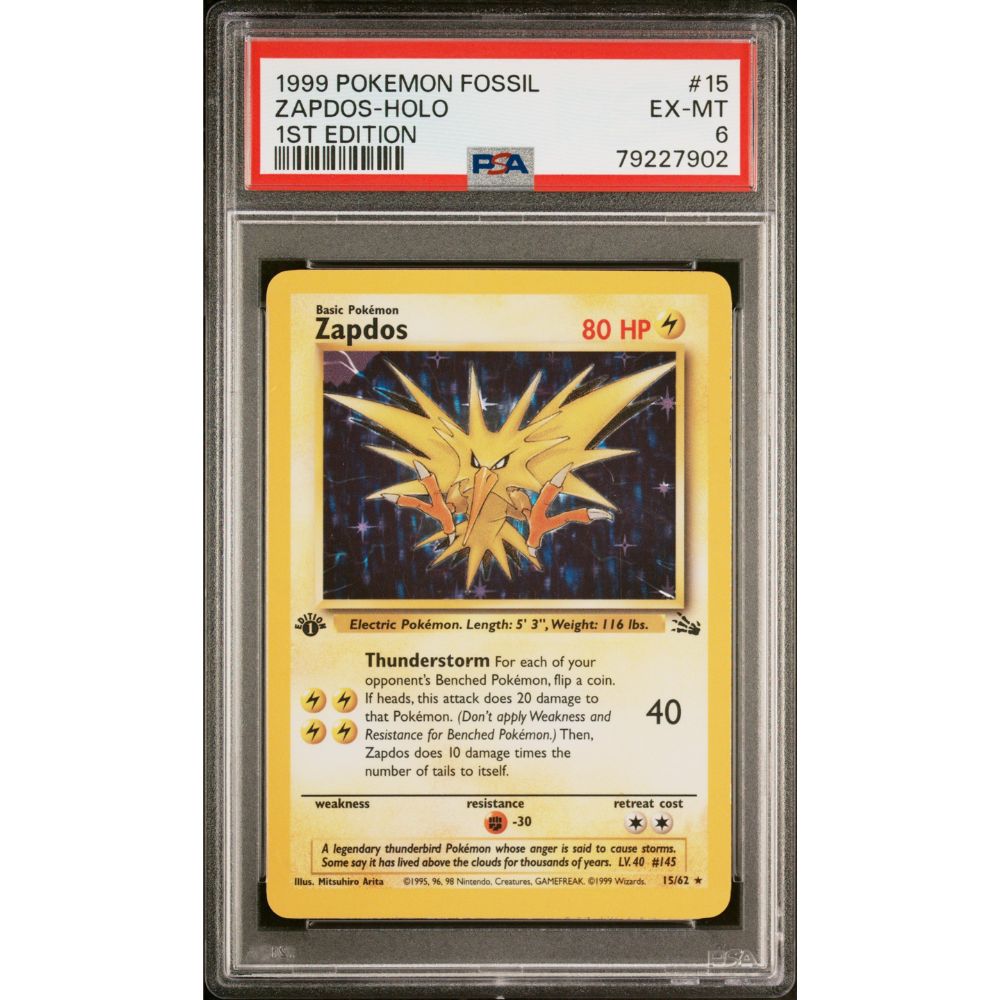 FOSSIL - Zapdos (1st Edition) #15 PSA 6