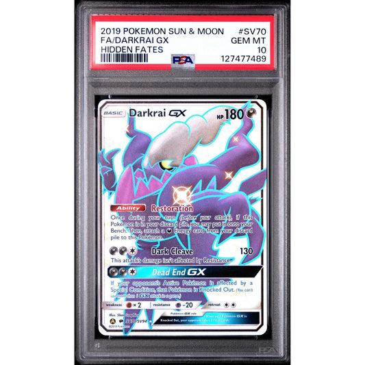 HIDDEN FATES - Darkrai GX #SV70 PSA 10