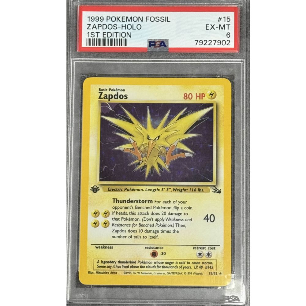 FOSSIL - Zapdos (1st Edition) 15/62 PSA 6