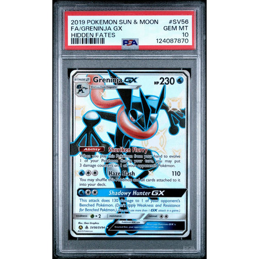 HIDDEN FATES - Greninja GX #SV56 PSA 10