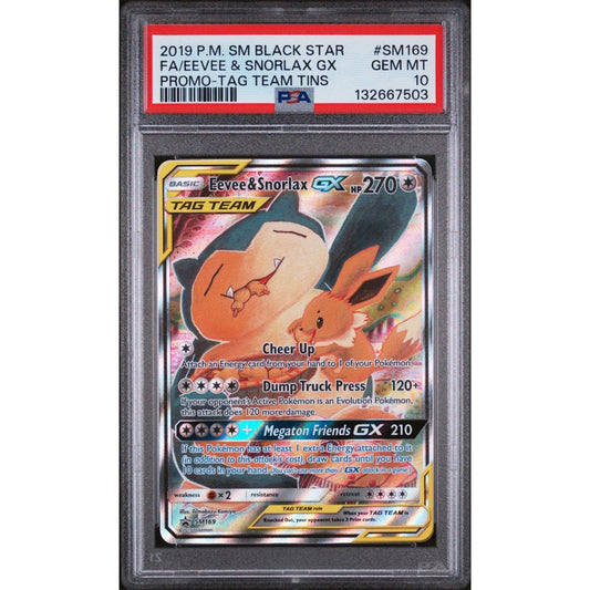 SM BLACK STAR PROMOS - Eevee & Snorlax GX #SM169 PSA 10