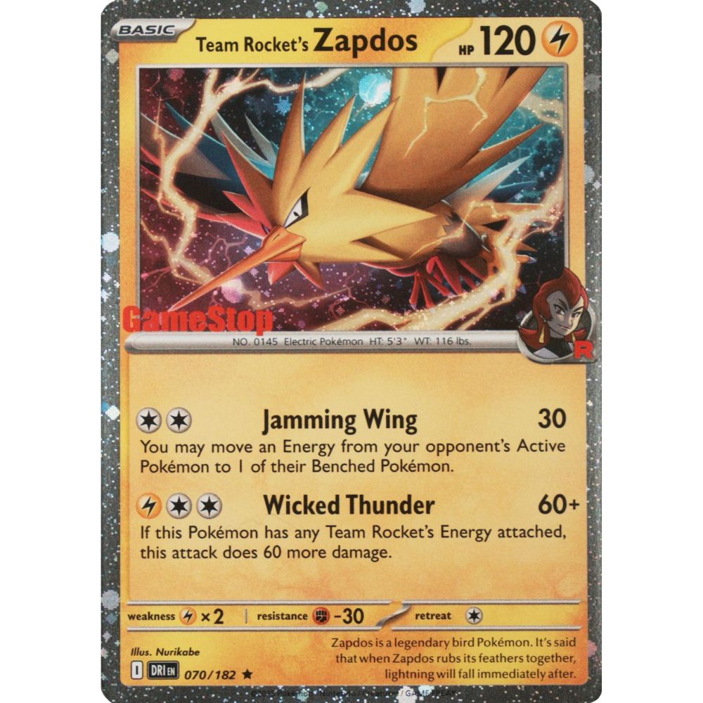 [SEALED IN WRAPPER] Team Rocket's Zapdos (Gamestop Exclusive) [MCAP - 070/182]