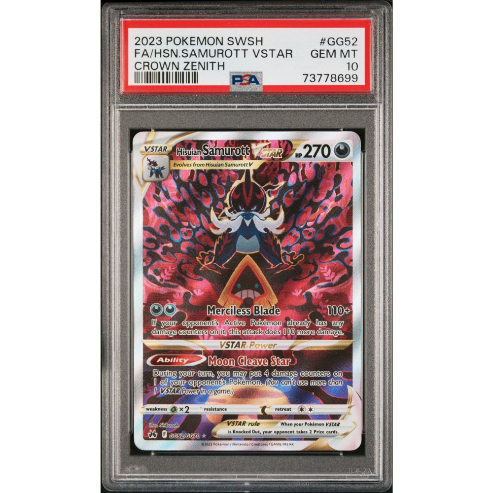 CROWN ZENITH - Hisuian Samurott VSTAR #GG52 PSA 10