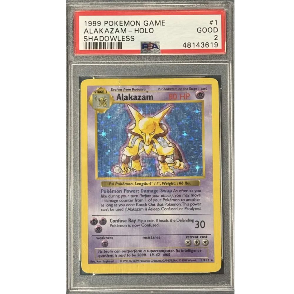 BASE SET- Alakazam (Shadowless) #1 PSA 2