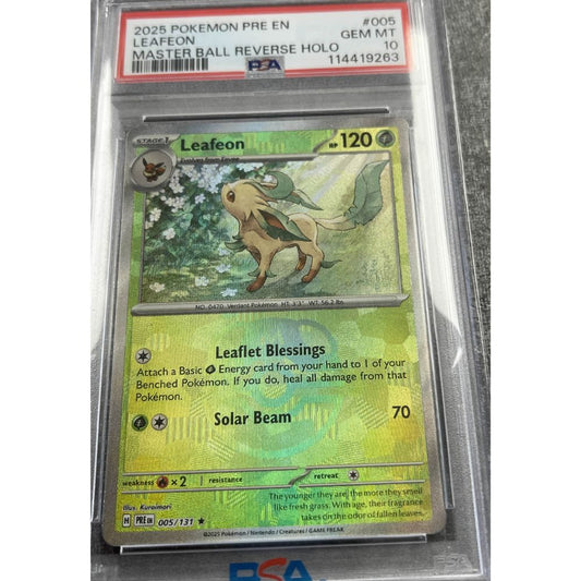 PRISMATIC EVOLUTIONS - Leafeon (Master Ball Pattern) 5/131 PSA 10