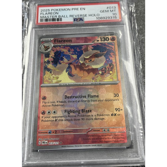 PRISMATIC EVOLUTIONS - Flareon (Master Ball Pattern) 13/131 PSA 10
