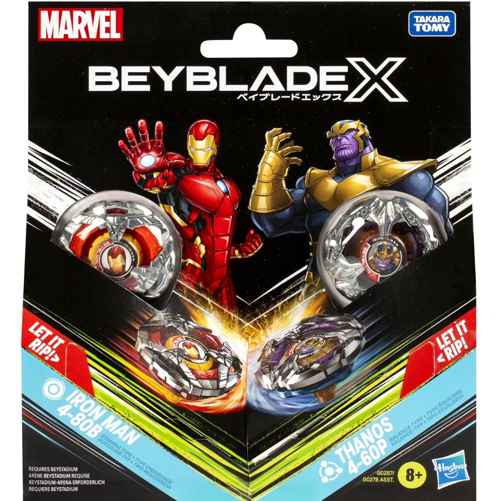 HASBRO Beyblade X Marvel Iron Man 4-80B Vs. Thanos 4-60P Multipack